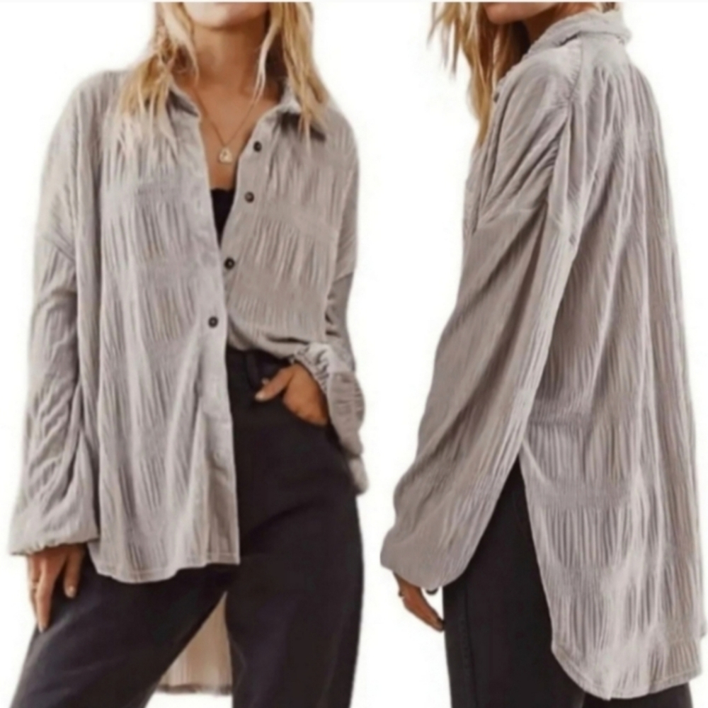 NWT Free People My Best Top Velvet High Low Tunic in Winter Fog $145